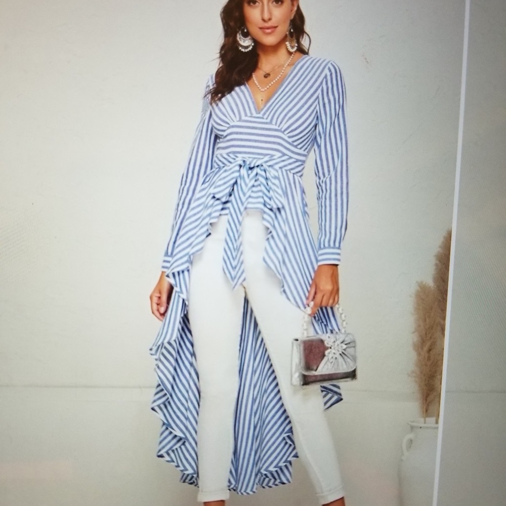 High low striped blouse